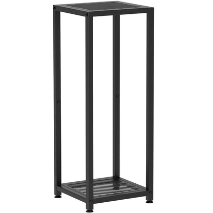 TOSKING Tall Plant Stand Indoor – 2-Tier Modern Metal Shelf, 30" Height & 200 LBS Capacity, Heavy Duty for Living Room, Balcony, Garden (Black)