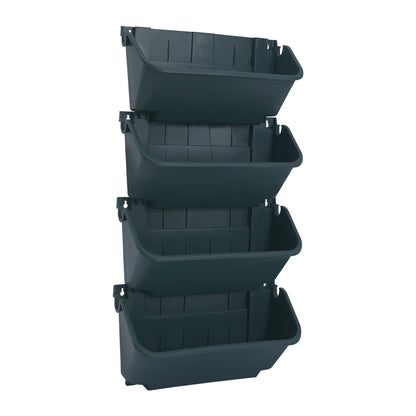 Liffshsy Vertical Wall Planter, Wall-Mounted Living Garden Planter with 16 Plastic Pots Stackable Wall Hanging Flower Pot Clasp Design for Vegetables Flowers (Army Green 16)