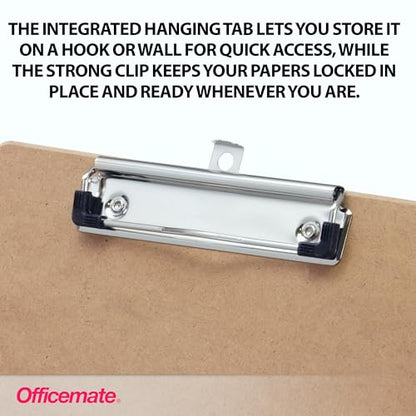 Officemate Recycled Wood Clipboards, Low Profile Clip, 6 Pack Clipboards, Letter Size (9 x 12.5 Inches), Brown (83806)