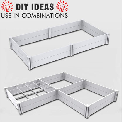 Kdgarden 4'x4' White Vinyl Raised Garden Bed Kit, Outdoor Above Ground Garden Box for Growing Vegetables, Flowers, Herbs, DIY Gardening, Whelping Pen and More