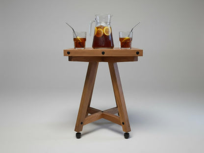 Handcrafted Outdoor-Indoor Table, Unfinished Hardwood, Side Table, 19" X18.5" Tabletop [Width] 24.75" [Height]