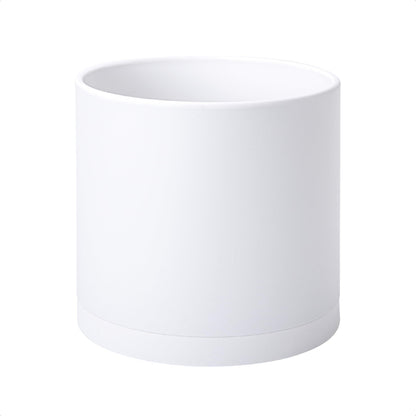 D'vine Dev 10 Inch Plastic Planter Pots for Plant Pot with Drainage Hole and Seamless Saucers, White Color, 74-X-A-2