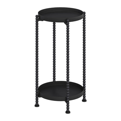 YINMIT Plant Stand Indoor Outdoor, 2 Tier Metal Plant Stand, Metal Spindle Poles Plant Stands Outdoor, Corner Flower Pot Stand, Plant Tables Indoor for Patio Garden Balcony Living Room Black