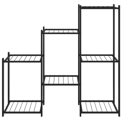 BUKSCYJS Black Powder-coated Iron Flower Stand with 5 Shelves, Medium Plant Display Rack for Indoor Outdoor Use, Space Saving Corner Design for Living Room Balcony, Durable Metal