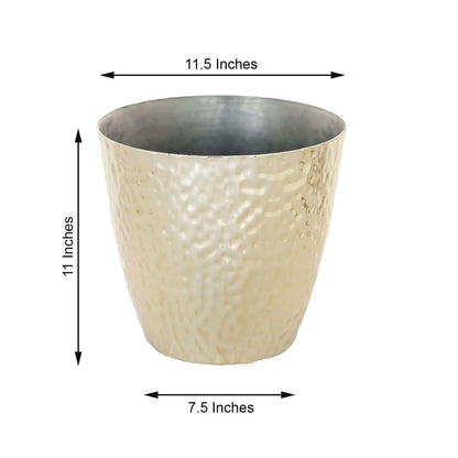 Efavormart 11" Gold Polypropylene Planter Pot Indoor, Flower Pot for Plants with Metallic Hammered Design