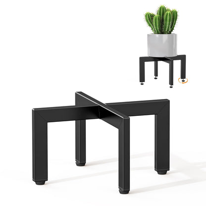JND Adjustable Plant Stand Indoor Outdoor,Metal Modern Plant Stands, Plant Stand with Adjustable Feet,Low Short Plant Stands,Fit 8-12 inch Pots,Black (Pot & Plant Not Included)