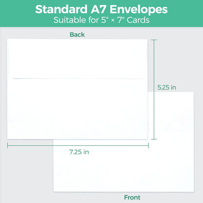 Ohuhu A7 Printable White 5x7 Envelopes 250 Pack - Bulk A7 5.25 x 7.25 Inches Self-Seal Envelopes for 5x7 Cards Christmas Cards Wedding Invitations, Photos, Graduation, Baby Shower