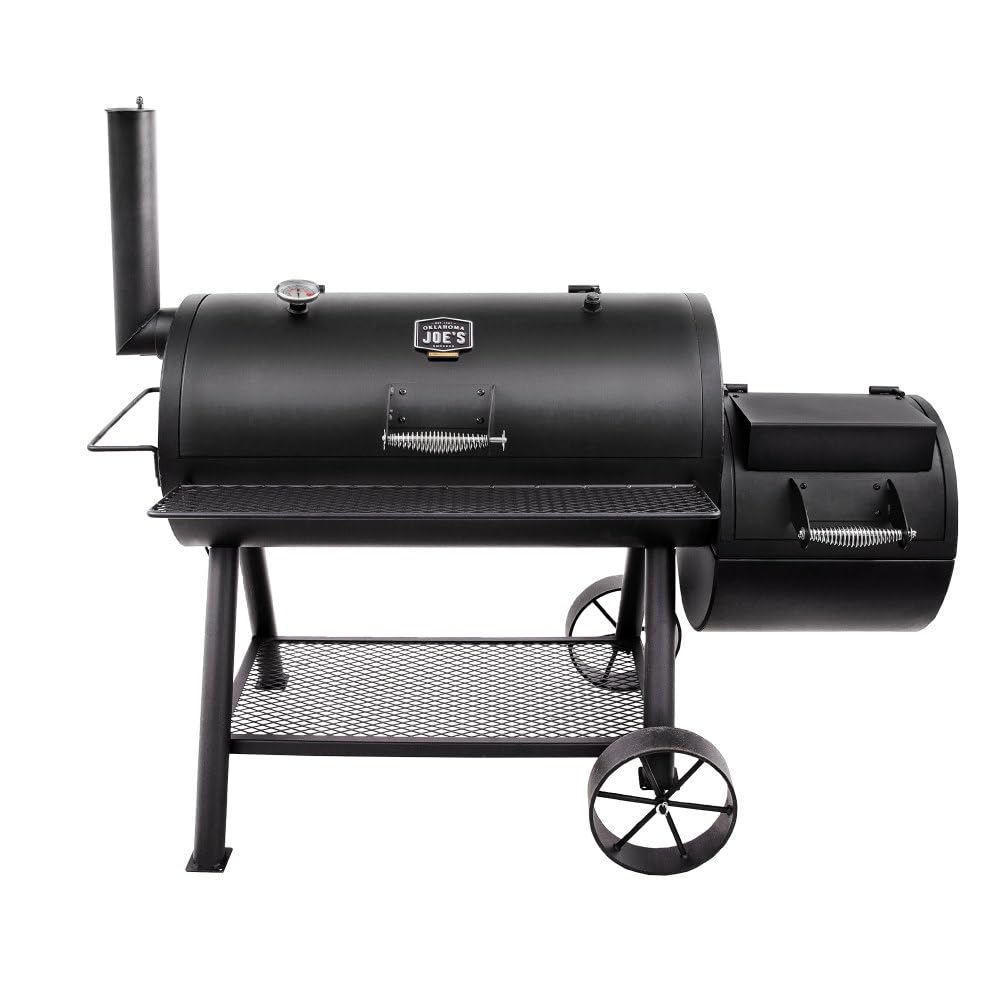 Oklahoma Joe's Longhorn Reverse Flow Offset Charcoal Smoker and Grill with 1060 sq. in. Cooking Area in Black