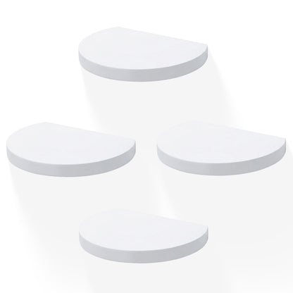 MITREL Small Wood Floating Shelves (4-Pack, 6-inch Diameter) - Round Sturdy Invisible Wall Mount Display for Small Plants,Toys,Bathroom,Living Room Storage & Modern Rustic Décor (White)