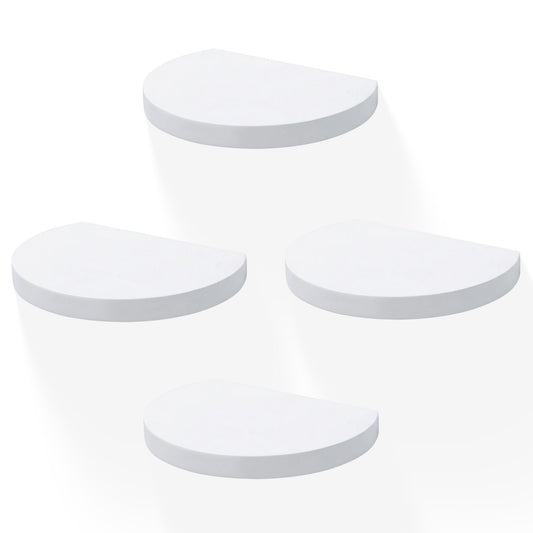 MITREL Small Wood Floating Shelves (4-Pack, 6-inch Diameter) - Round Sturdy Invisible Wall Mount Display for Small Plants,Toys,Bathroom,Living Room Storage & Modern Rustic Décor (White)