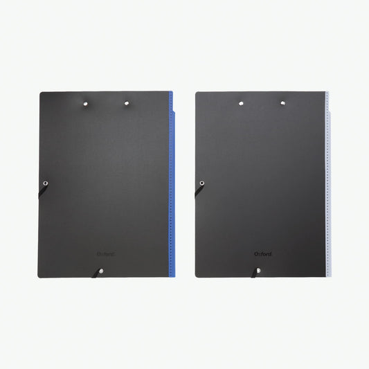 Oxford Clipboard Folio with Storage, 4 Pockets, Penholder, 2 Pack, 2 Color Combos (Gray/Black, Blue/Black), Great Nursing, Office, Classroom Clipboard (82177)