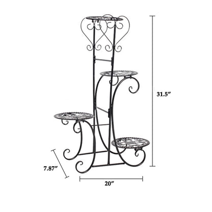 LOYALHEARTDY Metal Plant Stand Indoor Outdoor - 4 Tier Flower Pot Holder Shelf - Wrought Iron Planter Display Rack - Corner Vertical Shelves Organizer for Garden Patio Lawn Balcony