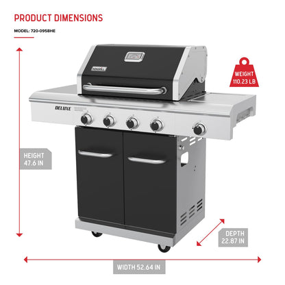 Nexgrill 4-Burner Natural Gas Grill with Side Burner and Griddle Insert, 627 SQ In Total Cooking Space, 59,000 BTUs Output, BBQ Grill Perfect for Outdoor Gatherings - 730-0958HE