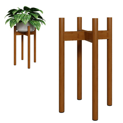 GENTINGBRO Adjustable Plant Stand Indoor, Bamboo Plant Stand Fits 8 9 10 11 12 Inches, Small Corner Planter Holder for Indoor Plants, Single Floor Plant Stands for Living Room Balcony, Light Brown Tall