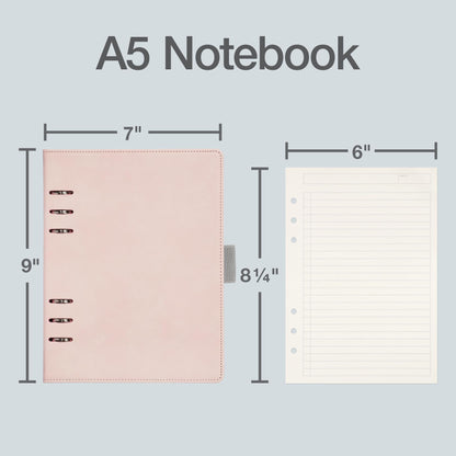 Oxford 6-Ring Professional Notebook, 7 x 9 Inch, Refillable Notebook, Writing Journal, Ivory Paper, 100 Sheets, Blush Pink Faux Leather Cover (90005)