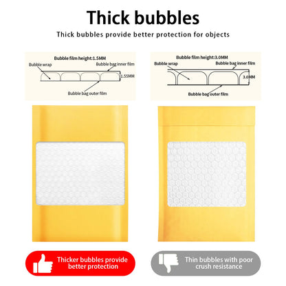 Dasen Kraft Bubble Mailers 10.5x15 Inch 50 Pcs,Small Self-Sealing Waterproof Cushioned Mail Shipping Bags,Yellow Padded Envelopes #5
