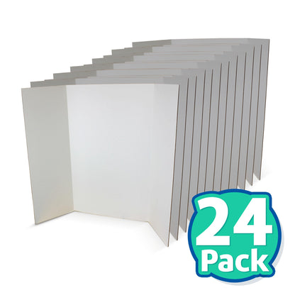 Flipside Products 36” x 48” Project Boards for Presentations, Science Fair, School Projects, Event Displays and Trifold Picture Board, Proudly Made in USA - Clay White - 24 Pack