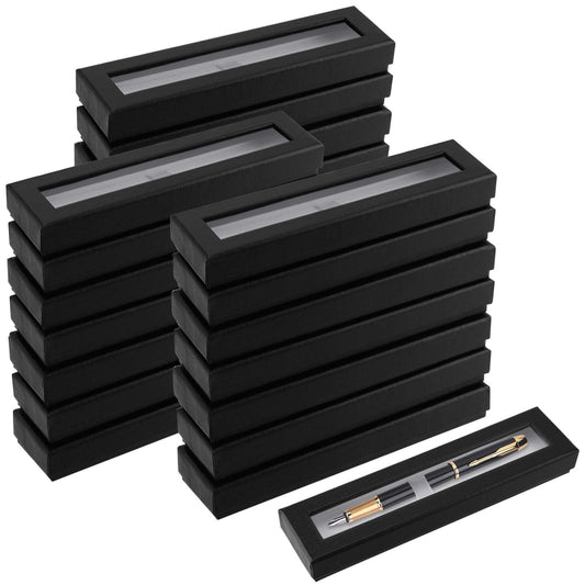 SEUNMUK 42 Pcs Black Empty Pen Gift Box, Cardboard Pen Display Cases with Clear Window, Single pen presentation Packaging Case for Jewelry Gift Business Birthday Souvenir Office Supplies