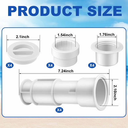 Thyle 1-1/2 Inch Umbrella Sleeve Anchor for Concrete, 4 Sets Heavy Duty PVC In-Ground Pole Holder with Cap, Fits 1.5" to 1.75" Shafts, Patio Umbrella Base Replacement for Flag, Tiki Torch, Volleyball