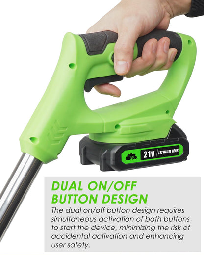 Cordless Weed Wacker Battery Powered, 2-in-1 Electric String Trimmer & Edger, 21V Foldable Grass Cutter with 2.0Ah Battery and Charger, Lawn Tool for Garden Yard Maintenance