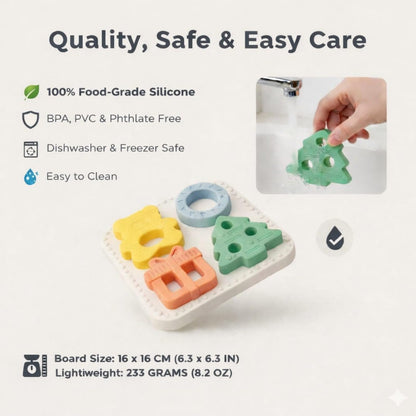 Babylul Baby Teether Puzzle - Silicone Teething Toy & Shape Matching Game for Babies 5-18 Months, 2-in-1 Sensory Montessori Toy, BPA Free, Food-Grade Silicone