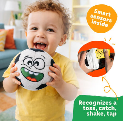 Move2Play, Hilariously Interactive Toy with Music & Sound Effects for Boy & Girl | Ball for Toddler & Baby | 6, 12, 18+ Months | 1, 2, 3+ Year Old (Soccer Ball)