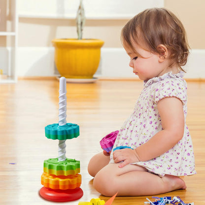 CAPT.GOOSE Rainbow Spinning Toy, Stacking Toy for Toddlers 1-3, Educational Montessori, Developmental Baby & Toddler, Autism Sensory, Gifts for One Year Old Girl Boy