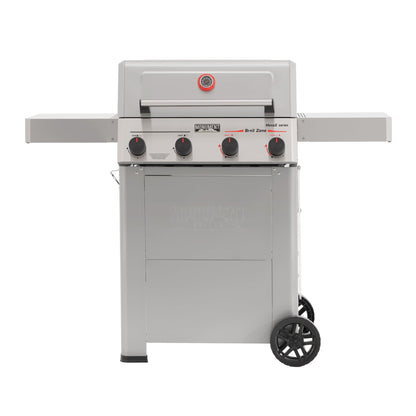 Monument Grills 4 Burner Propane Gas Grill with Advanced Broil Zone, Stainless Steel Outdoor Mesa 2 Barbecue Grill, Foldable Side Shelves, 500°F in 5 Mins, Assembles in 30 Minutes, Mesa II 410FBZ