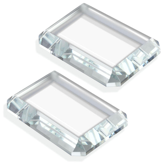 Lainballow 2 Pack Rectangular Glass Paperweight, Paperweight Decorative Blocks, Clear Glass Tiles for Crafts, Home Decoration, Ornaments Book, Maps