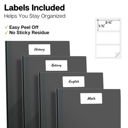 Dunwell Plastic Folders with 3 Prongs, (12 Pack, Black), 2-Pocket Folders with Fasteners, Durable Acid-Free Poly for Long Term Use, Includes Labels