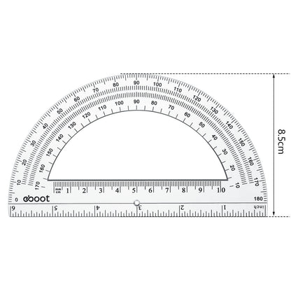 EBOOT 24 Pack Plastic Protractors Math Protractor 180 Degrees 6 Inch (Clear)