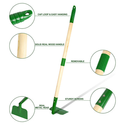 Duckura Kids Gardening Tools Set - 10pcs Wheelbarrow Set for Kids with Shovel, Rake, Leaf Rake, Summer Outdoor Yard Digging Weed Toys, Easter Birthday Gifts for Boys Girls Age 2 3+ Years(Green)