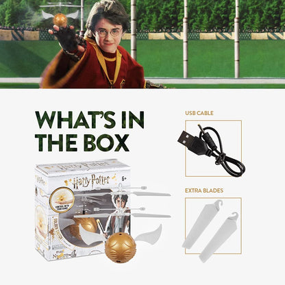 World Tech Toys Harry Potter Golden Snitch Flying Toy – Motion Sensing Flying Heli Ball with USB Charging – Hover Toy for Kids Ages 6+