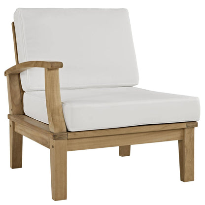 Modway Marina Premium Grade A Teak Wood 8-Piece Outdoor Patio Furniture Set in Natural White