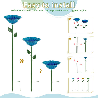 Retyion Large Bee Watering Station, 4 Pack Small Bird Bath for Outside, Metal Butterfly Feeders Bowl with 5.32'' Flower Design Bee Bath for Garden Decor (Classic-Flower 4-Pack)
