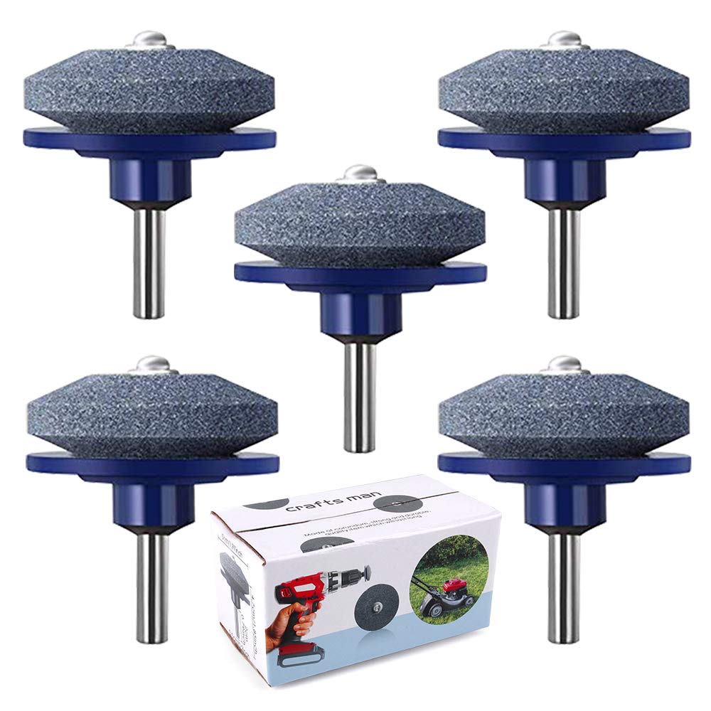 cenoz Crafts Man Lawn Mower Blade Sharpener for Any Power Hand Drill by (5 Packs Blue)