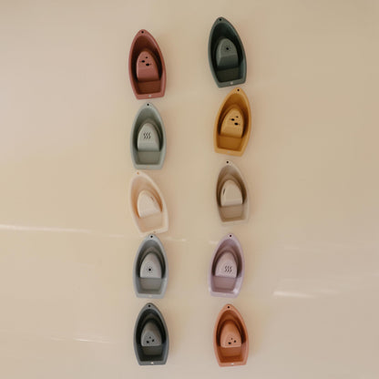 mushie Stackable Bath Boats Toy (Ocean) | Floating Bathtub Toys for Baby & Toddler, Set of 5 | Made in Denmark