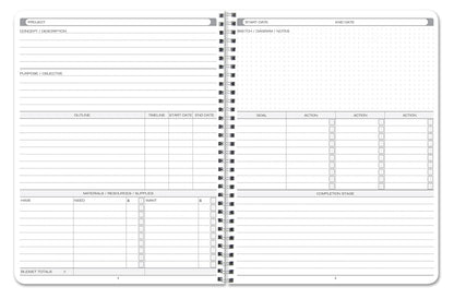 BookFactory Project Diary/Project Management Logbook - Wire-O, 100 Pages, 8.5'' x 11'' (Made in USA)