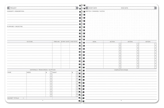 BookFactory Project Diary/Project Management Logbook - Wire-O, 100 Pages, 8.5'' x 11'' (Made in USA)