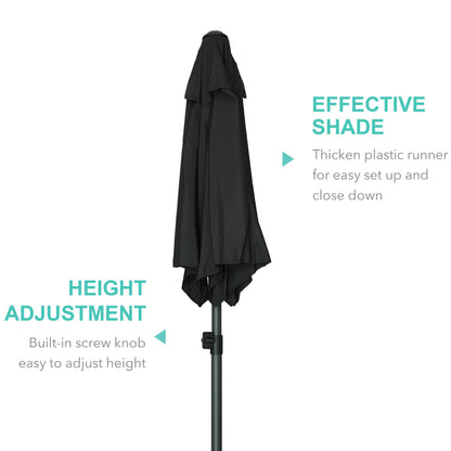AMMSUN 6ft Patio Umbrella Outdoor Table Umbrellas with Push Button Tilt, UPF50+ Premium Steel Pole and Ribs for Deck, Lawn, Garden, Backyard & Pool (Black)