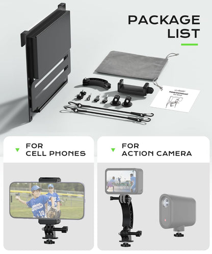 LC-dolida Foldable Phone Fence Mount with Sunshade – Ultra-Thin Portable All-in-One Kit for iPhone, GoPro, Mevo, Insta360 & Action Cameras – Stable Hands for Baseball, Football & Soccer Games