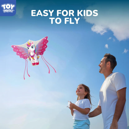 TOY Life 48.4'' Unicorn Kites Easy to Fly for Kids Adults with 328.1 FT String, Beach Kite Outdoor Game Outside Toys Activity, Unicorn Toys for Girls, Gift for Girls Ages 4-8