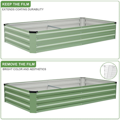 Galvanized Raised Garden Bed Outdoor | Metal Raised Garden Bed for Gardening 2Pack | Large Planter Box for Vegetables Flowers Fruits | Easy Assembly & Safety Design Flower Beds 6x3x1ft Olive Green