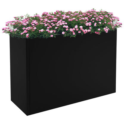Lemoeyes Heavy Duty Steel Planter Box 38”x12”x24”, Tall Metal Cube Planter for Indoor Outdoor Plants, Garden Box with Drainage Holes & Reinforced Edges for Trees Flowers (Black, 38x12x24in)
