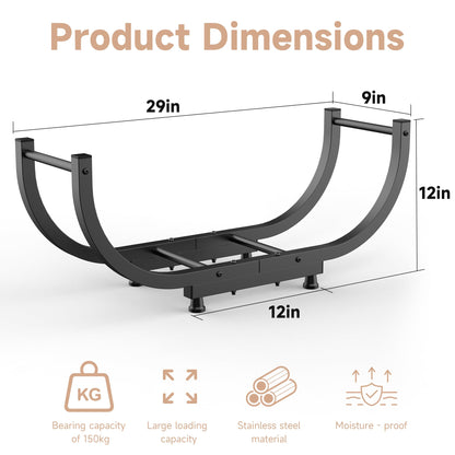 WiwiIron Firewood Rack Outdoor, 29 inch, Firewood Storage Holder Indoor, Log Holders for Firewood