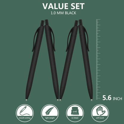 Deegtran Bulk Pens, 400 Pack No Bleed Black Barrel Click Pens, Retractable Ballpoint Pens, Medium Point, Smooth Ink, 1.0MM Black Ink