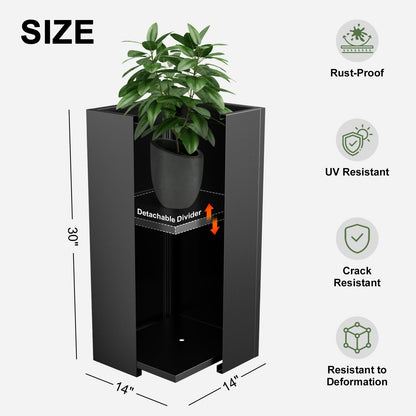 Baotree Metal Planter Box, Planter Boxes Outdoor Heavy Duty Metal Garden Planter Spliced Flower Pot with Partitions, All-Weather Use with Drainage Holes for Patio/Porch-30 x 14" x 14"