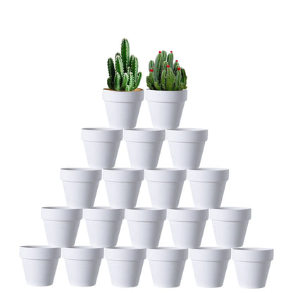 XXYXXY 20 Pieces 2.95 inch White Terra Cotta Pots Mini with Drain Holes Juicy flowerpots Home Office, windowsill, Wedding Decoration flowerpots（White） ﻿