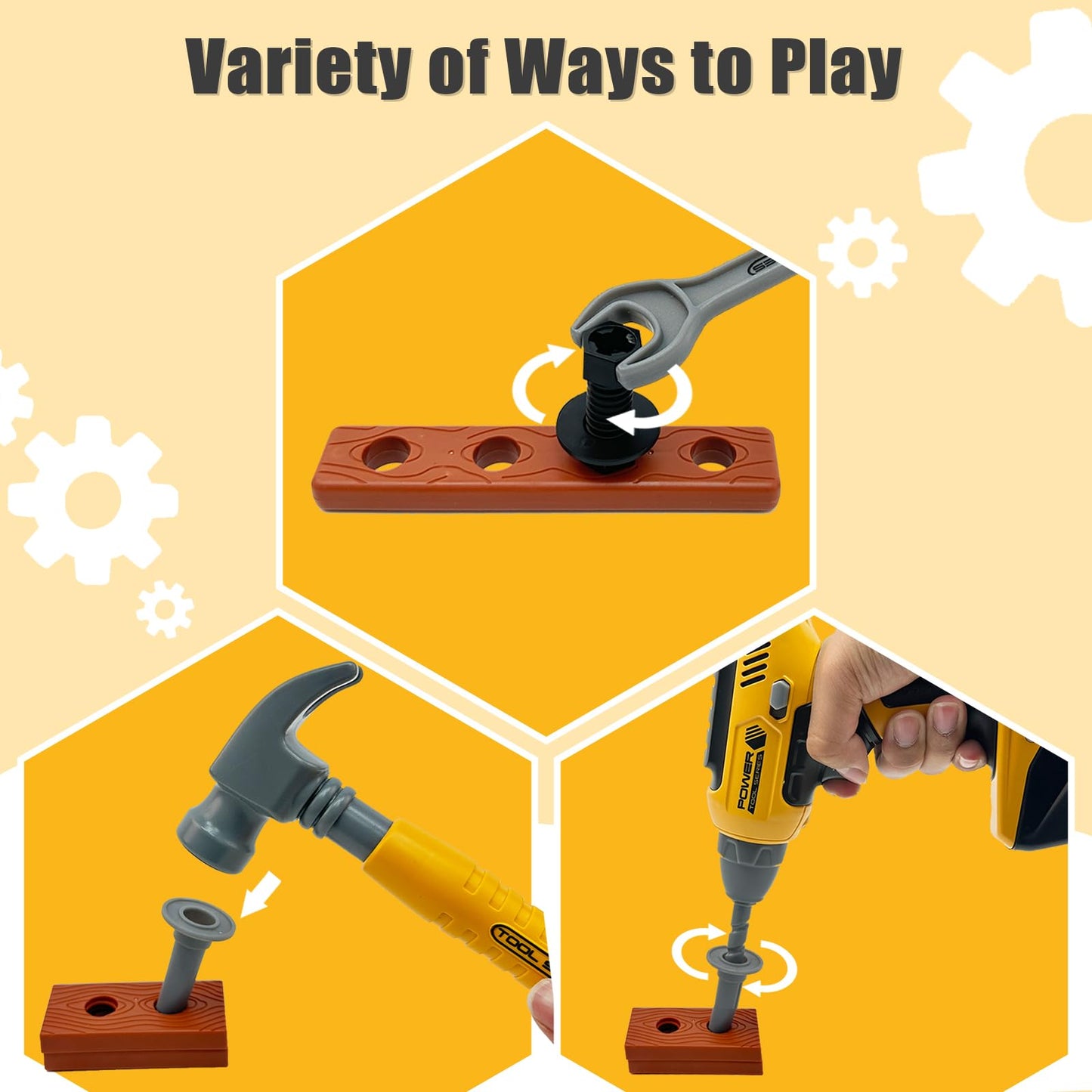 Playhiland Pretend Play Kids Construction Kits, Kids Tool Set with Electronic Toy Drill & Tool Box, Toy Tools Christmas Birthday Gift for 3 4 5 6 7 8 Year Old Boys & Girls