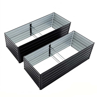 Ningering Metal Raised Garden Bed 8x4x2 FT, Outdoor 2 Pcs Galvanized Planter Boxes Set with 4 Reinforced Bars,Rectangle Vegetable & Flower Beds for Herbs, Fruits, Planting (8x4x2 FT)